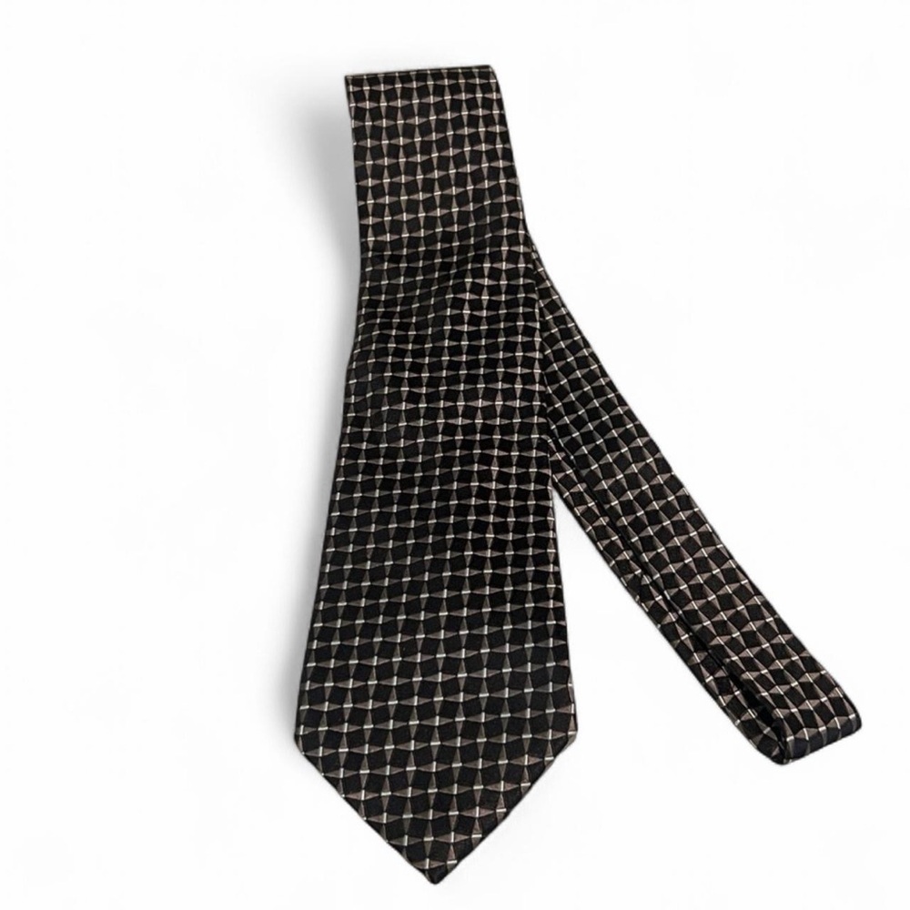Vintage Jones New York Black Geometric Silk Tie